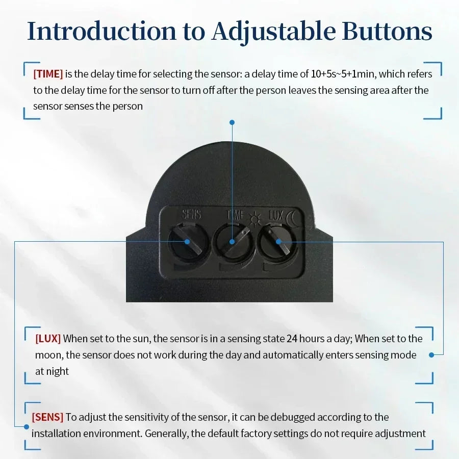 PIR Motion Sensor Switch 110V–240V 12V Adjustable – GGBEE Motion Sensor Switch SWANS