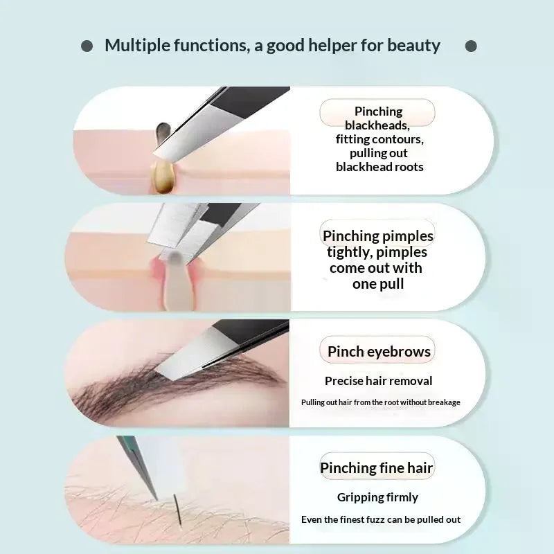 YOVIP 4-Piece Stainless Steel Tweezers Set – Eyebrow & Grooming Tweezers Set SWANS