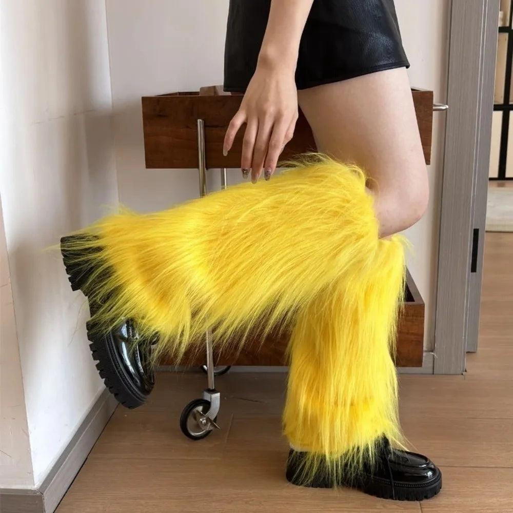 Faux Fur Furry Leg Warmers 40cm Kawaii Y2K Knee Sleeve Furry Leg Warmers SWANS
