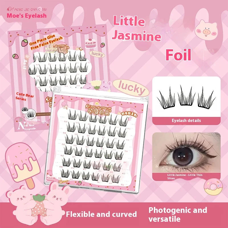 Pre-Glued Cluster Lashes – Natural Volume Individual False Lashes False Cluster Lashes SWANS B C 0.05mm