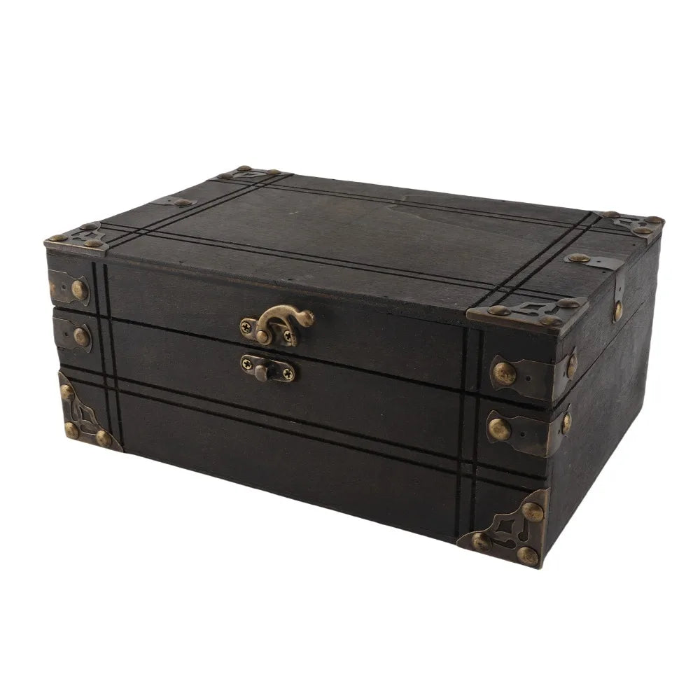 Wooden Keepsake Box with Lid – Vintage Treasure Chest Storage Wooden Keepsake Box SWANS Brown