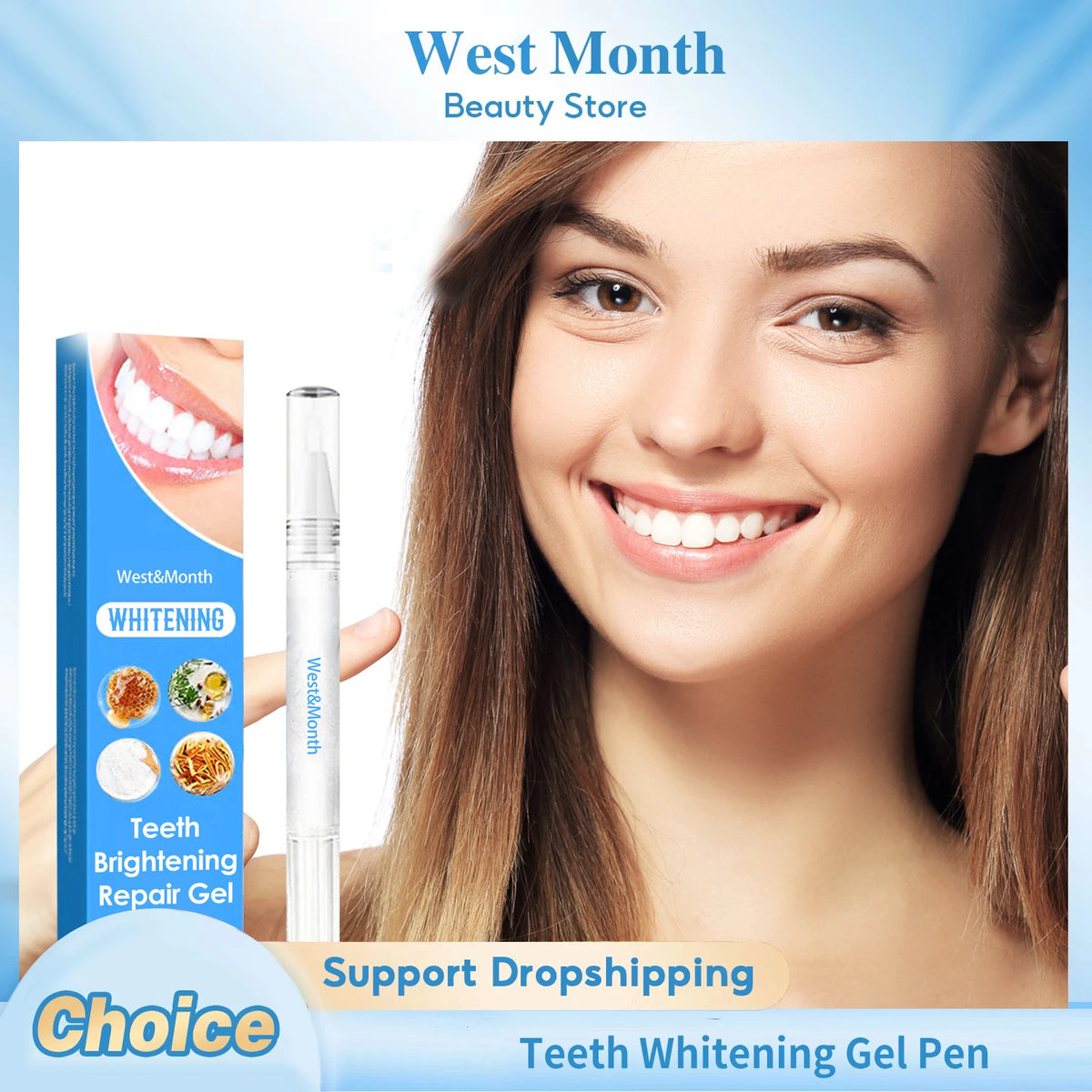 WEST MONTH Teeth Whitening Gel Pen – Natural Stain Removal Teeth Whitening Pen SWANS
