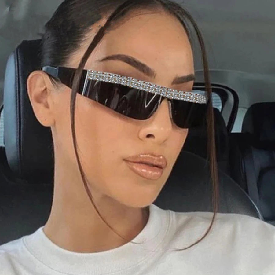 TOYEARN Rimless Diamond Sunglasses UV400 Unisex Sport Shades Rimless Sunglasses SWANS