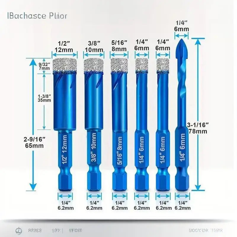 6-Piece Diamond Drill Bit Set – Tile, Marble & Granite Hex Shank Diamond Drill Bit Set SWANS Blue