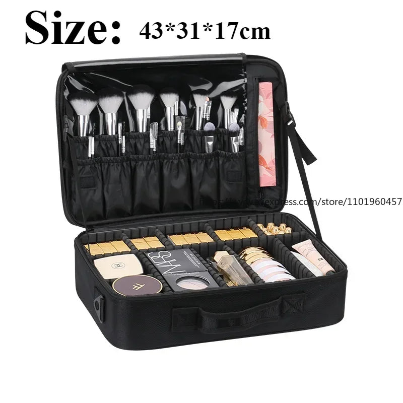 Women Travel Makeup Train Case with Adjustable Dividers Makeup Train Case SWANS