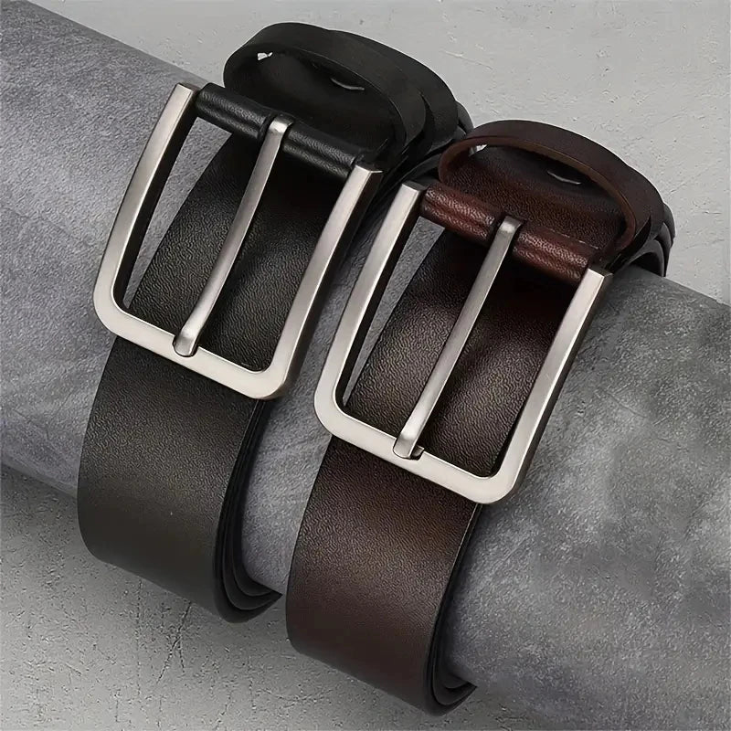 2-Pack Retro Men's PU Leather Belt – Alloy Needle Buckle Men's Leather Belt SWANS
