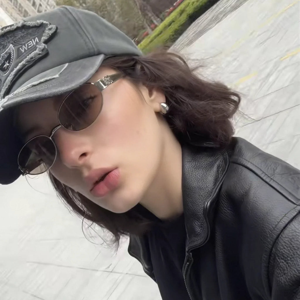 TOYEARN Y2K Oval Sunglasses Steampunk Vintage Metal UV400 Oval Sunglasses SWANS
