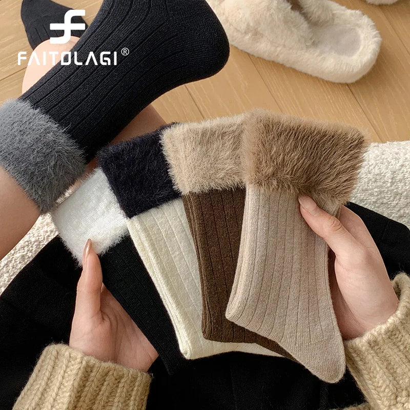 Women's Thick Fleece Plush Mid-Tube Socks – Warm Winter Home Plush Winter Socks SWANS