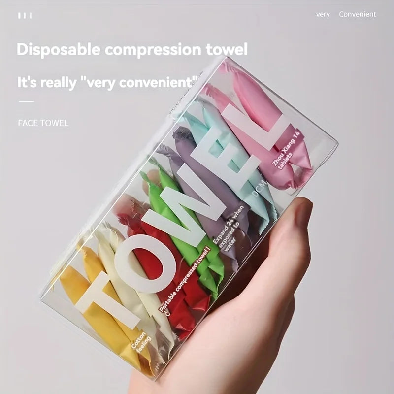 SWANS 14-Pack Compressed Cotton Travel Towels – Portable Washcloths Compressed Travel Towels SWANS