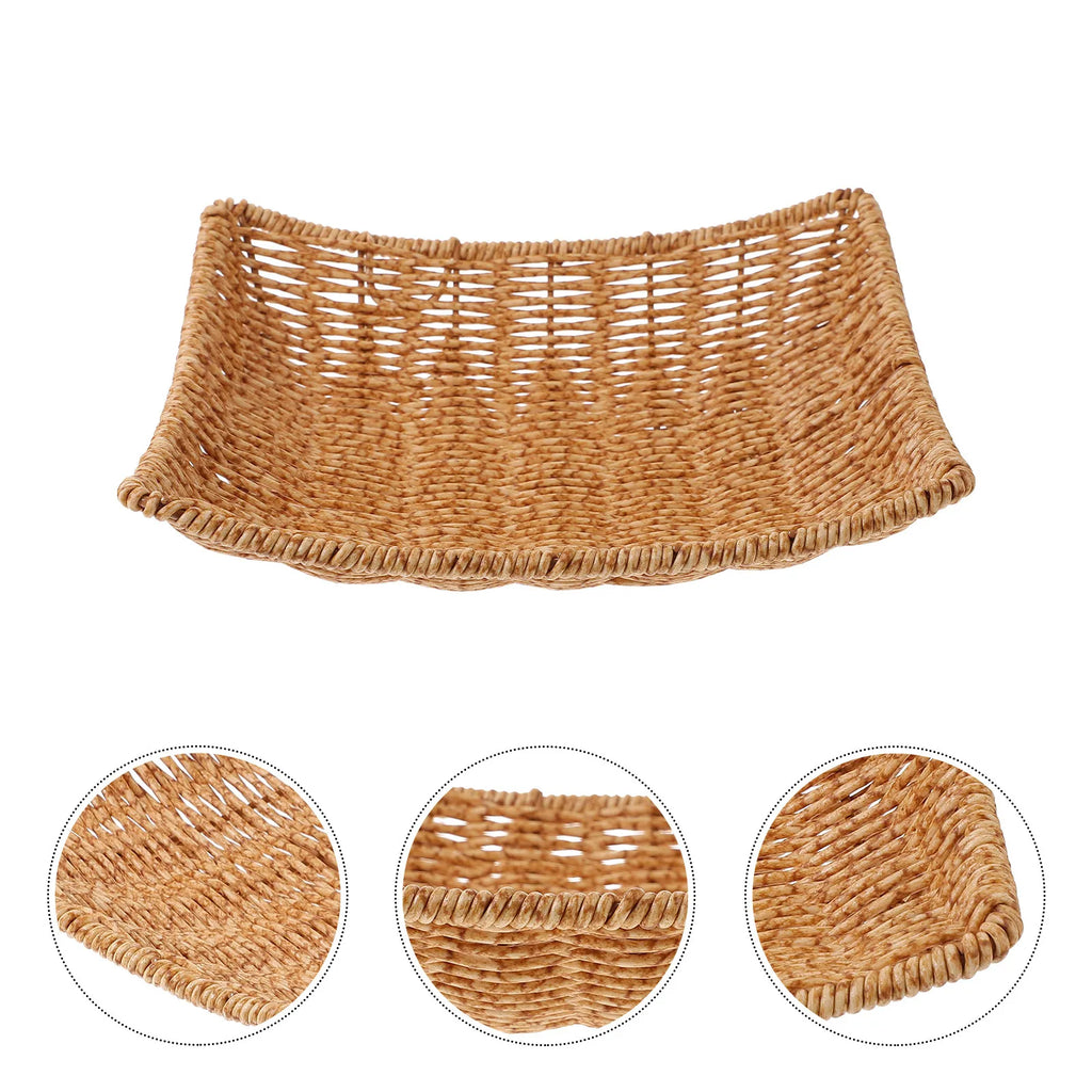 Imitation Rattan Woven Serving Tray – Fruit, Bread & Snack Dish Woven Serving Tray SWANS