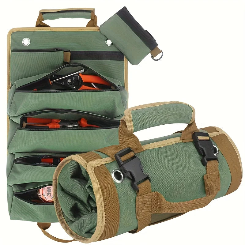SWANS Roll-Up Oxford Tool Bag – Electrician Storage Organizer Tool Storage Bag SWANS green