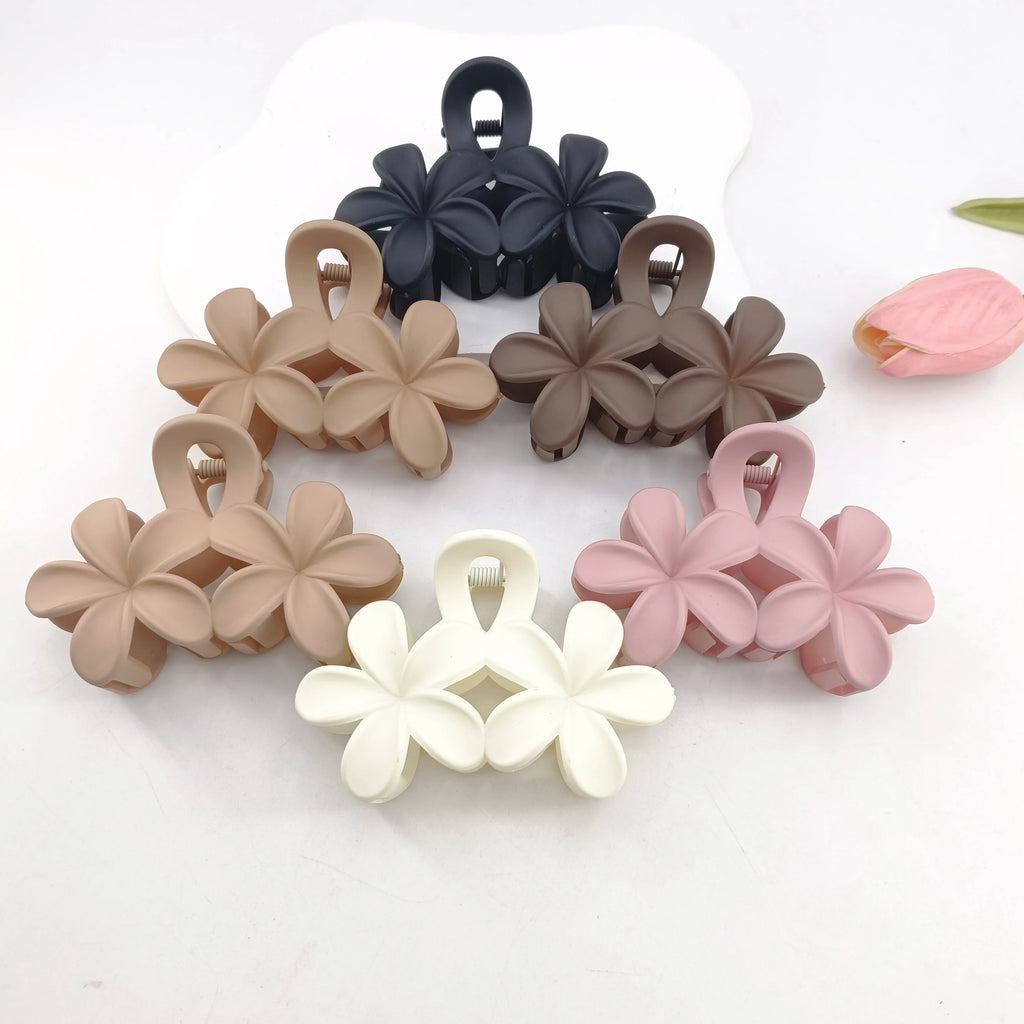 Flower Hair Claw Clips – Non-Slip Matte Plumeria 1-2 Pack Flower Hair Claw Clip SWANS