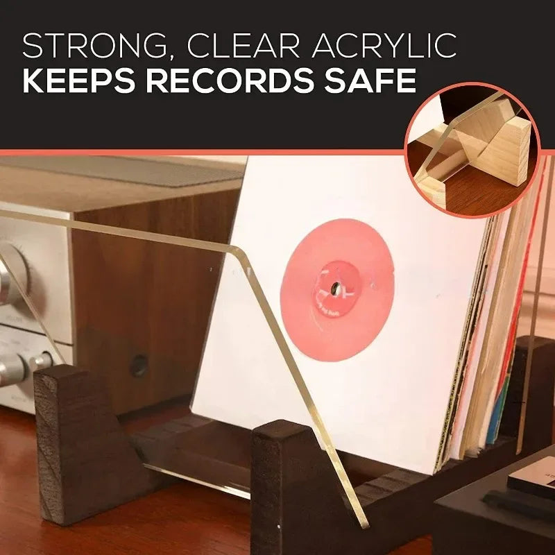 Vinyl Record Storage Stand – Wood & Acrylic Large Capacity LP Rack Vinyl Record Rack SWANS