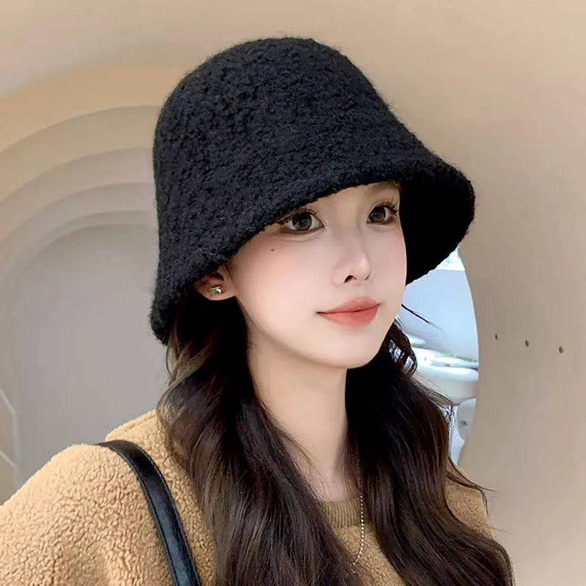 Women's Winter Knit Bucket Hat – Foldable Wide Brim Warm Cap Knit Bucket Hat SWANS