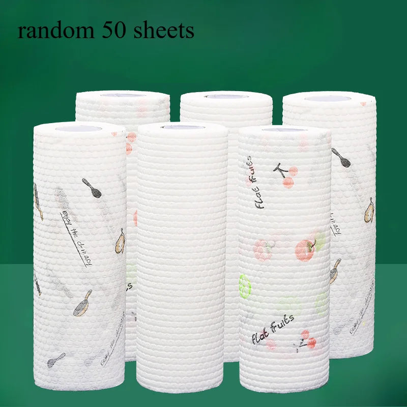SWANS 50-Sheet Reusable Microfiber Dishwashing Cloth Roll Microfiber Cleaning Cloth SWANS Random 50opens
