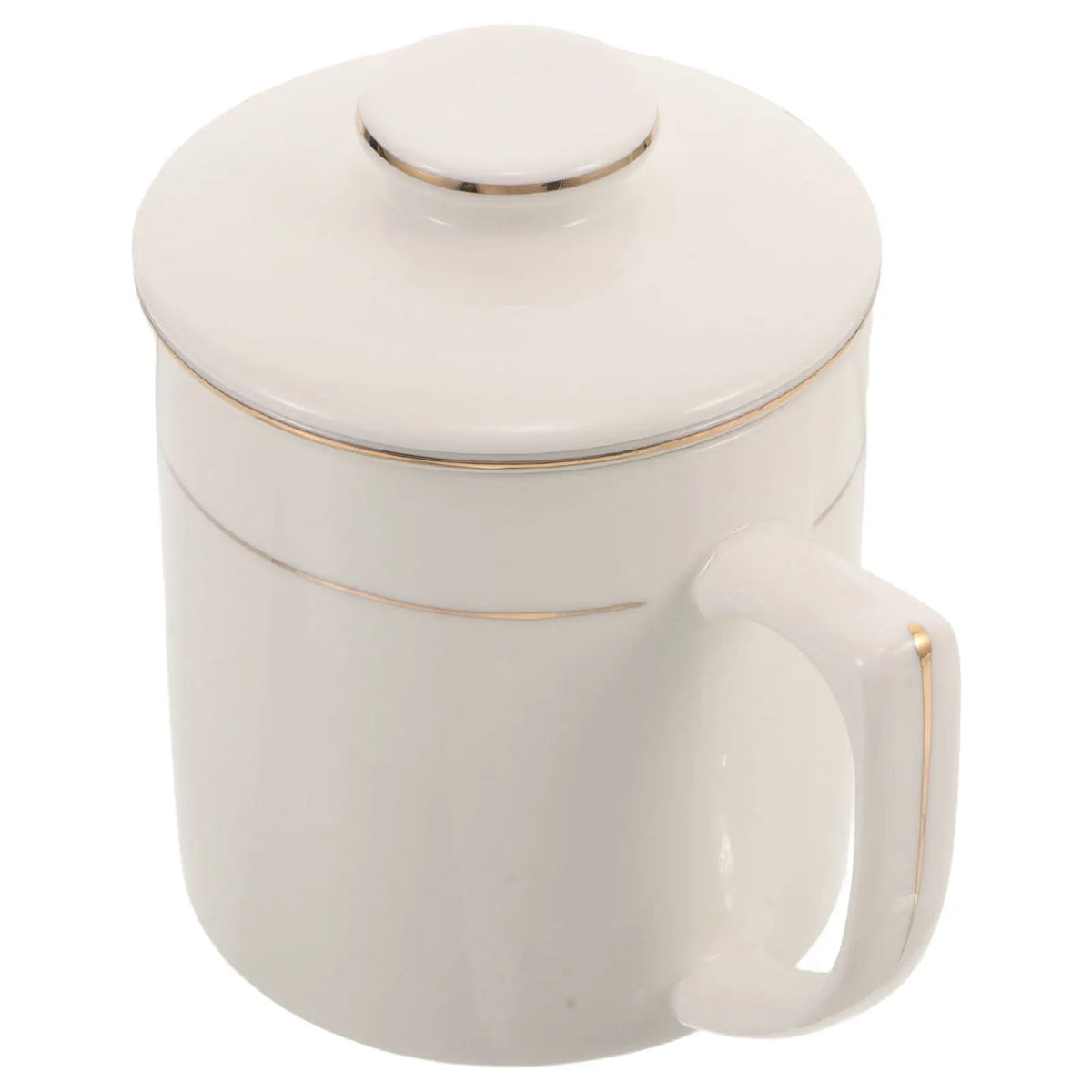 White Bone China Tea Cup Gold Rim Lid 450ml Ceramic Mug Ceramic Tea Mug SWANS other
