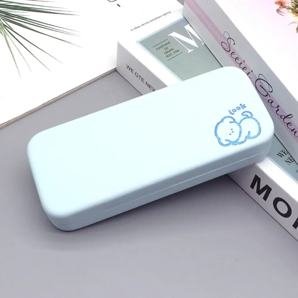 Portable Leather Glasses Case – Lightweight Eyewear Box Eyeglass Case SWANS light blue