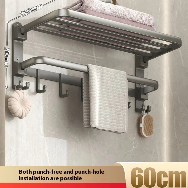 SWANS No-Drill Suction Cup Towel Rack – Double Bar & Hook Bathroom Towel Rack SWANS Glue towel 60CM