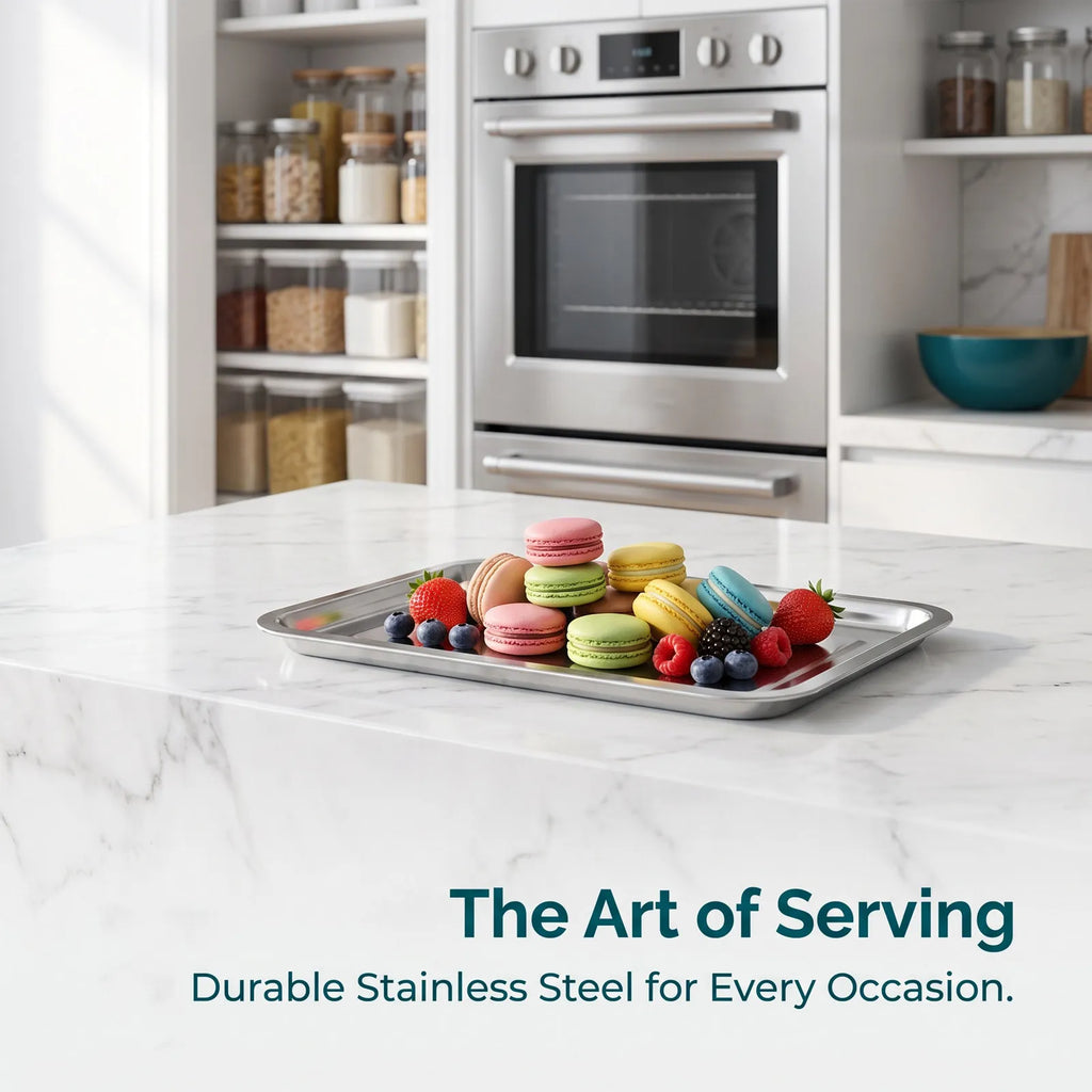 Stainless Steel Rectangular Serving Tray 14x10.6" – ROSENICE Serving Tray SWANS