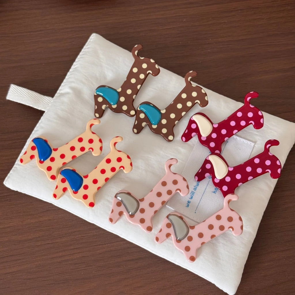 Dachshund Polka Dot Hair Clip – Cute Aesthetic Barrette Hair Clip Barrette SWANS