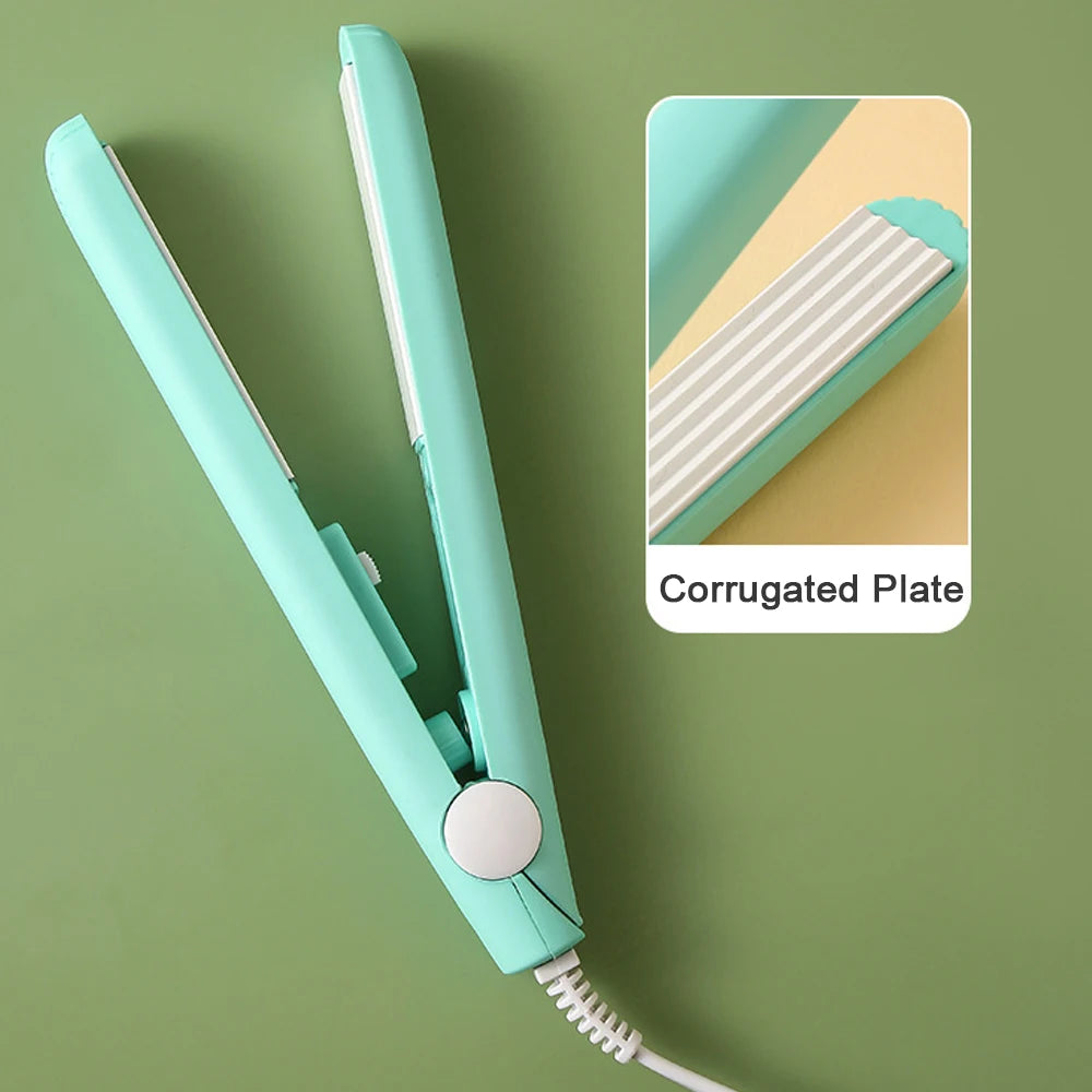 YIBER Mini Ceramic Hair Crimper – Corrugated Flat Iron All Hair Hair Crimping Iron SWANS Blue Portable AU