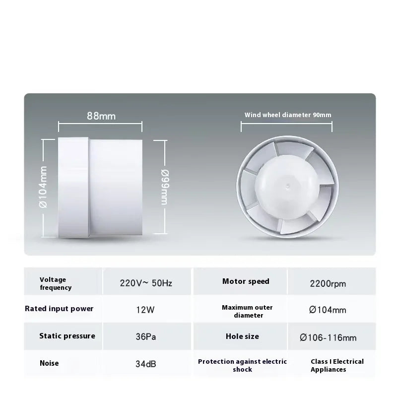 YTYIN Silent Extractor Fan 4/5" 220V – Bathroom Kitchen Vent Extractor Ventilator Fan SWANS 100mm hole size 220 V AU