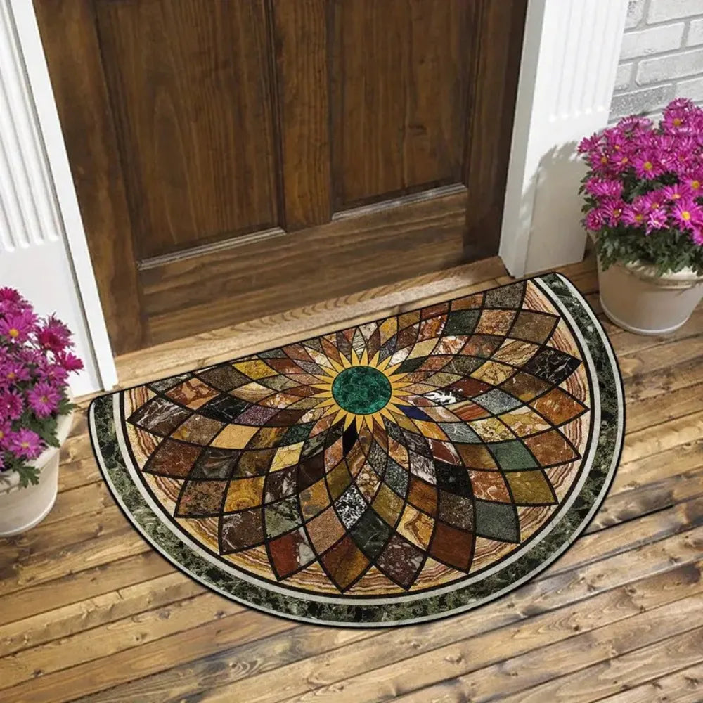 Semi-Circular Non-Slip Door Mat – Ethnic Style Entrance Rug Door Mat SWANS E-50-80cm