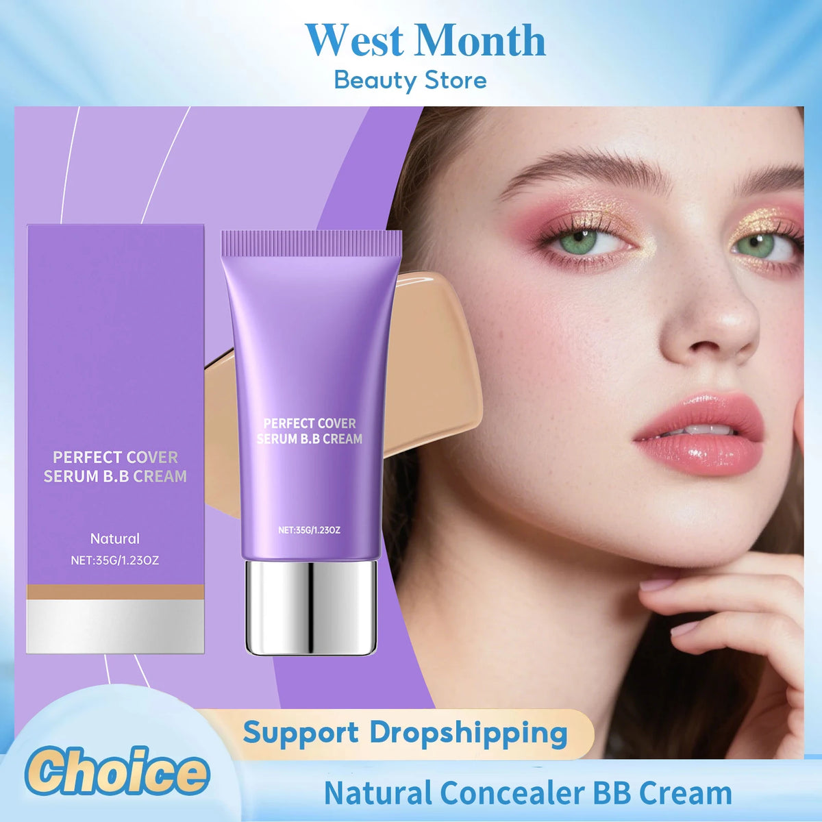 Natural BB Cream Concealer – Moisturizing Full Coverage Foundation BB Cream Foundation SWANS