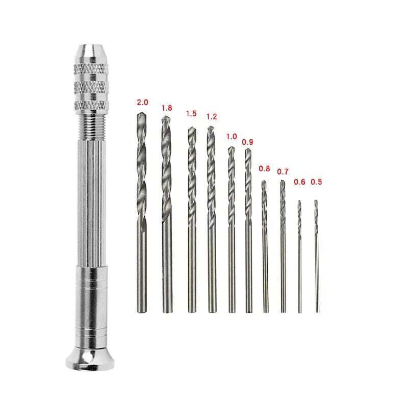 Mini Hand Drill 0.8–3.0mm Pin Vise & Twist Bits for Crafts Manual Pin Vise Drill SWANS