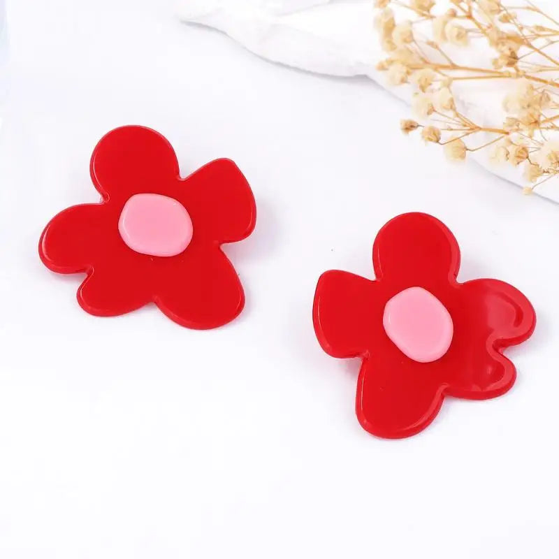 Red Acrylic Large Flower Drop Earrings for Women & Girls Fashion Drop Earrings SWANS