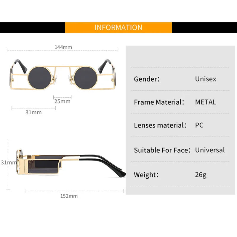 TOYEARN Steampunk Y2K Small Frame UV400 Sunglasses Unisex Fashion Sunglasses SWANS