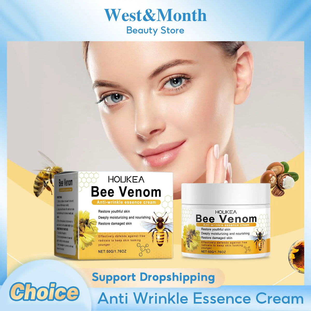 WEST MONTH Bee Venom Essence Cream & Facial Oil Set 50g Face Cream & Serum SWANS