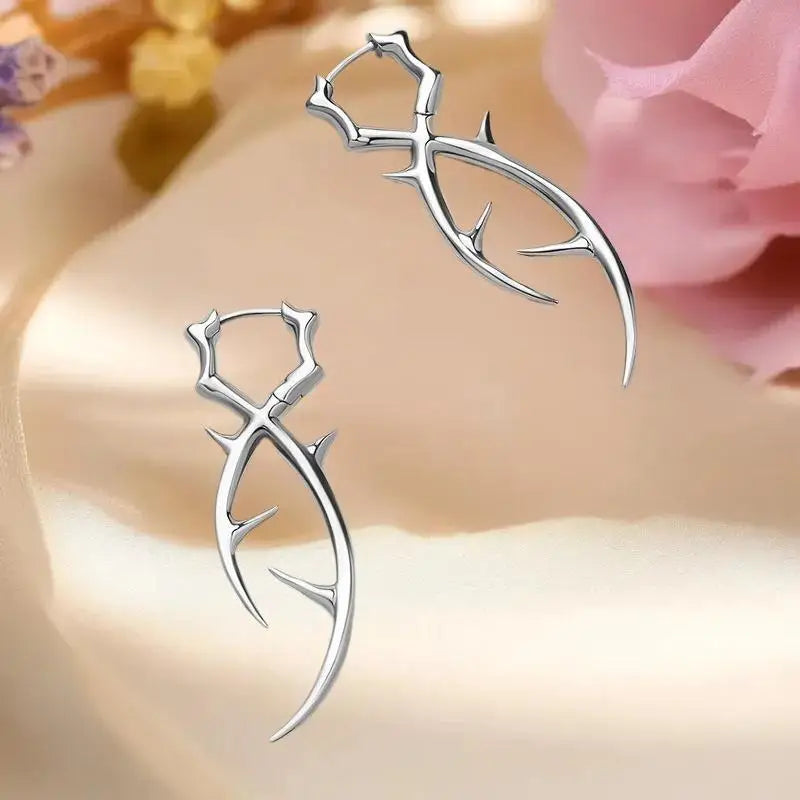 Punk Gothic Thorn Dangle Earrings – Unisex Y2K Hip Hop Fashion Dangle Earrings SWANS