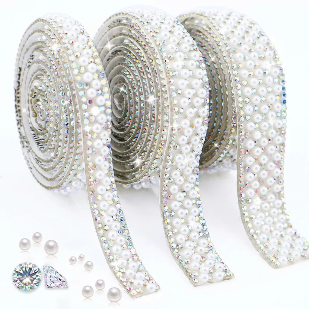 Self-Adhesive Pearl Rhinestone Trim Tape for DIY Crafts Rhinestone Trim Tape SWANS