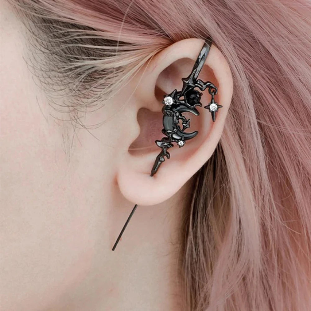 Gothic Moon Ear Hook Earrings – Celestial Alloy Jewelry Gothic Fashion Earrings SWANS