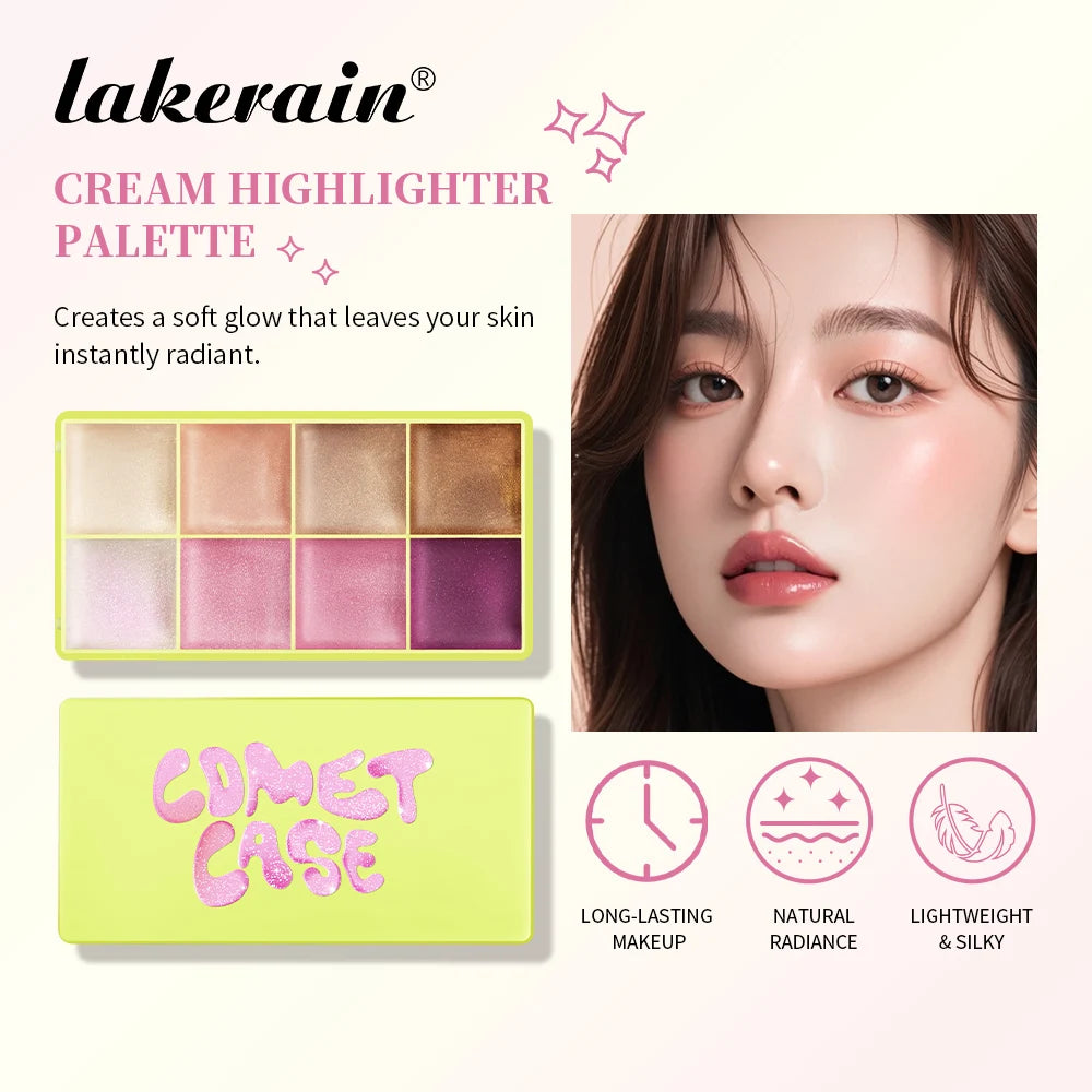 8-Color Cream Highlighter Blush & Brow Palette | Shimmer Makeup Makeup Palette SWANS