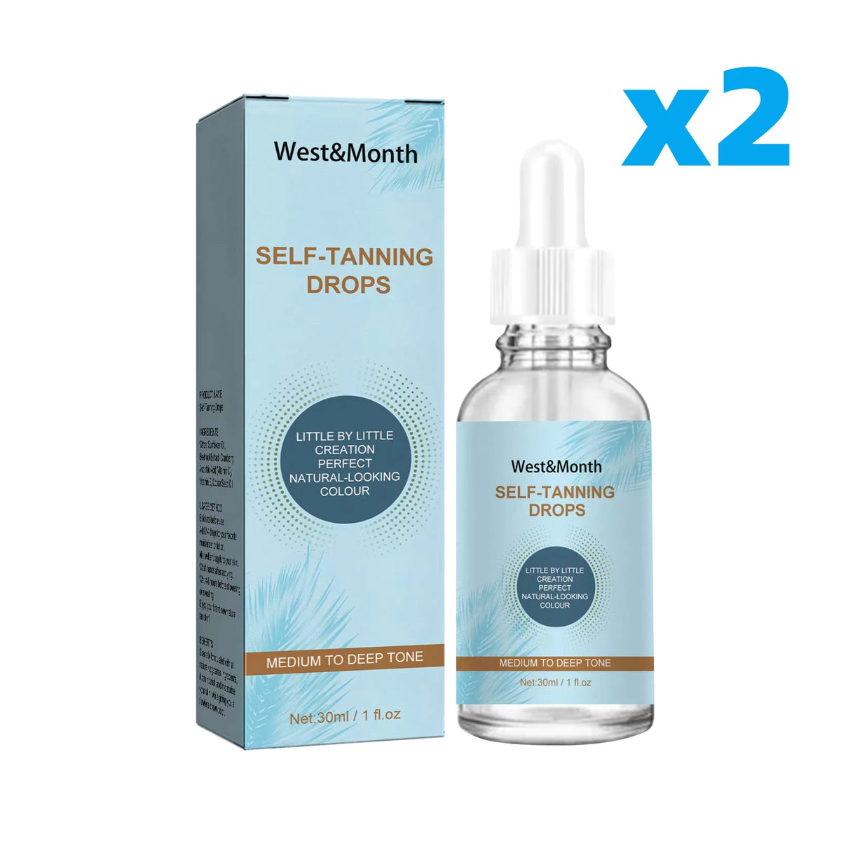 WEST MONTH Self Tanning Drops – Sunless Bronze Glow 30ml Self Tanning Drops SWANS 60ml boxed