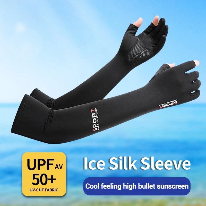 UPF 50+ Ice Silk Arm Sleeves – 5-Finger UV Cover for Outdoors UV Arm Sleeves SWANS