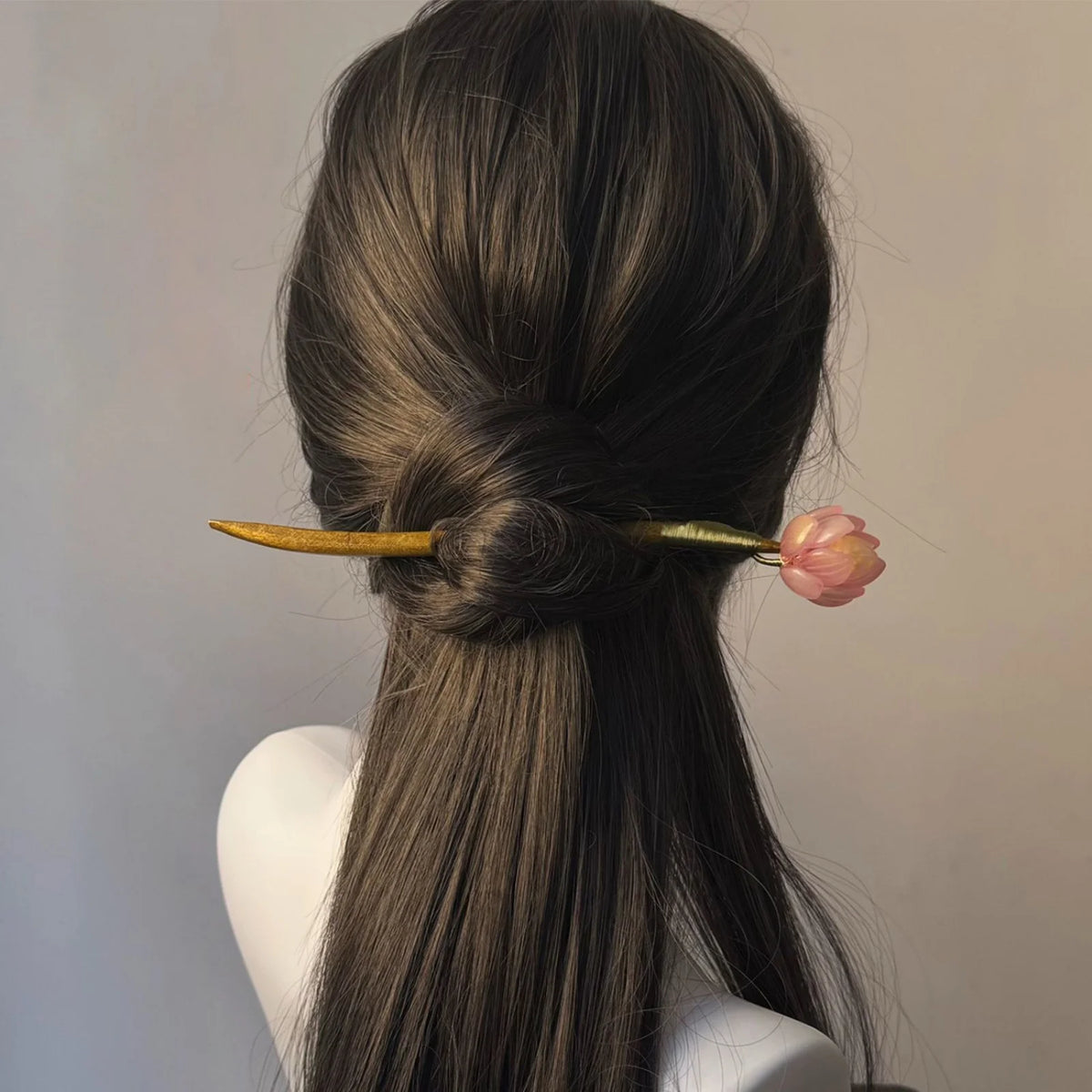 Vintage Chinese Lotus Hair Stick for Women – Pink Flower Hair Stick SWANS