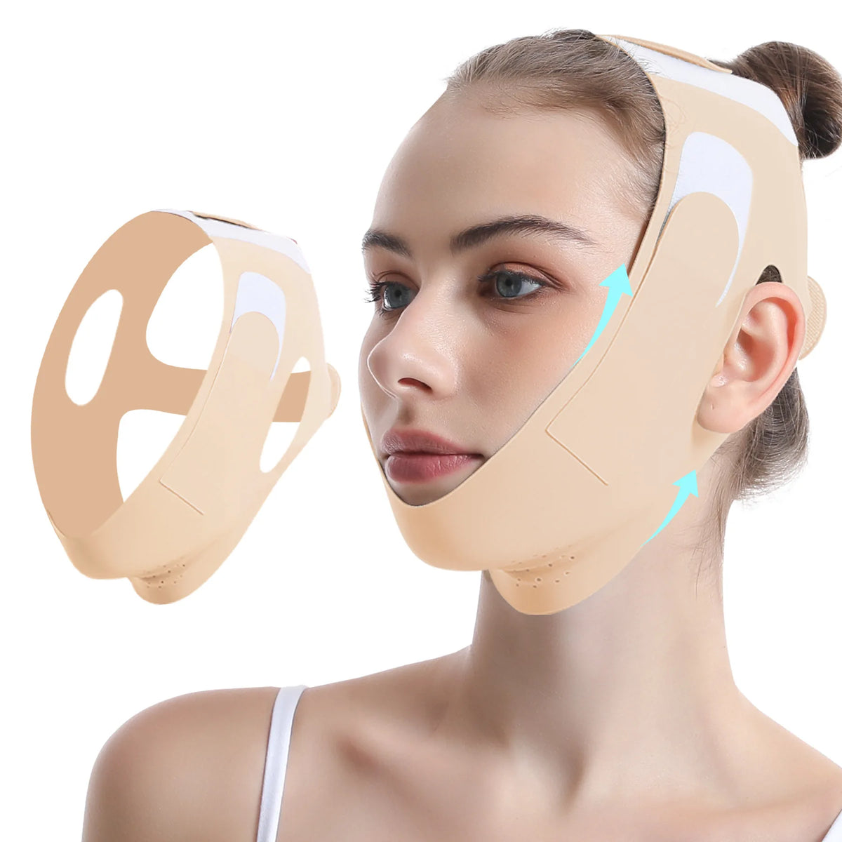 V-Shape Face Lifting Strap – Adjustable Slimming Bandage Face Lifting Strap SWANS Skin color