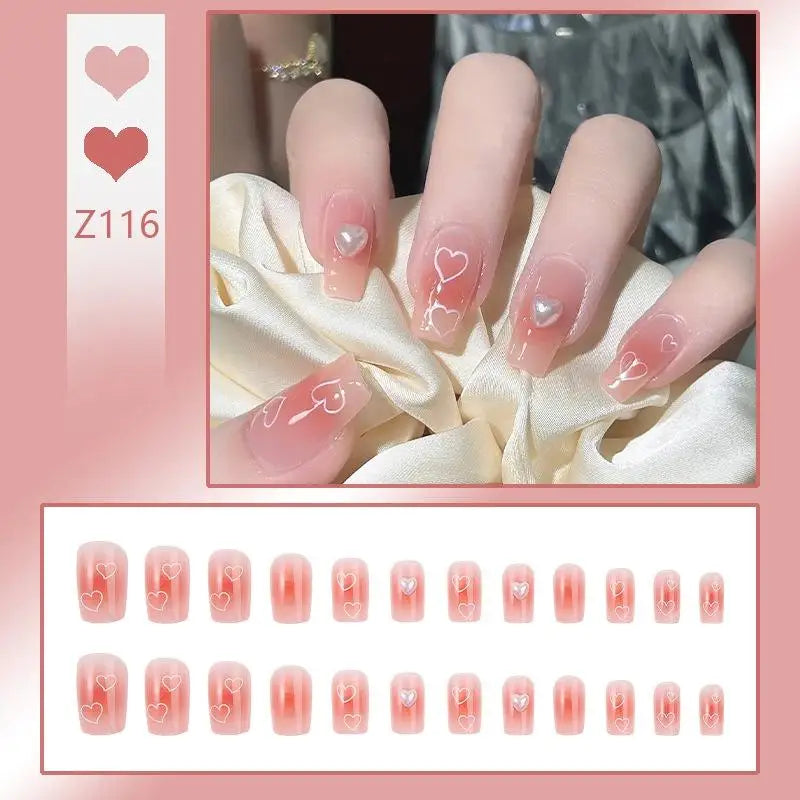 Press-On French Tip Acrylic Nails – 24pc Short Fake Nail Set