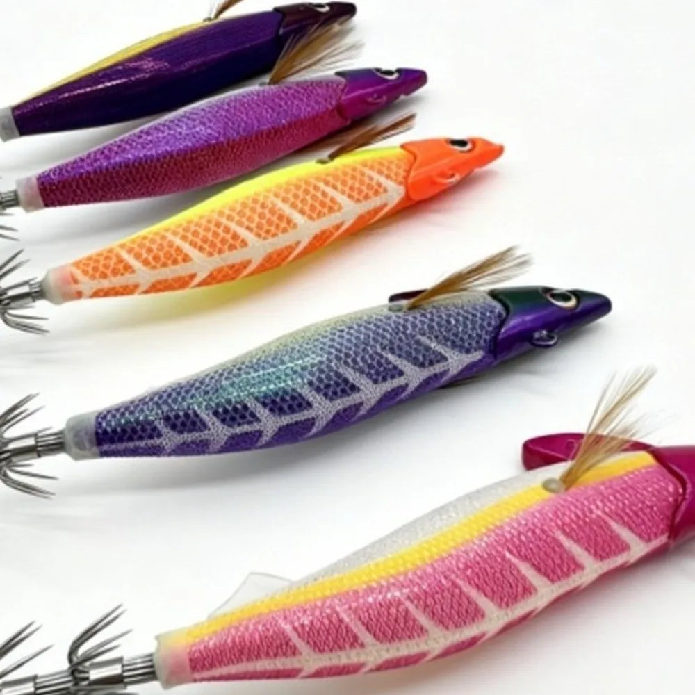 Wood Shrimp Squid Jig Hook 11.5cm – Glow Fishing Lure Squid Fishing Jig SWANS