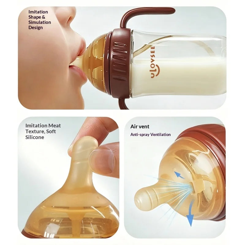 PPSU Baby Bottle Gravity Ball Straw Wide Neck Leakproof Cup Baby Training Bottle SWANS