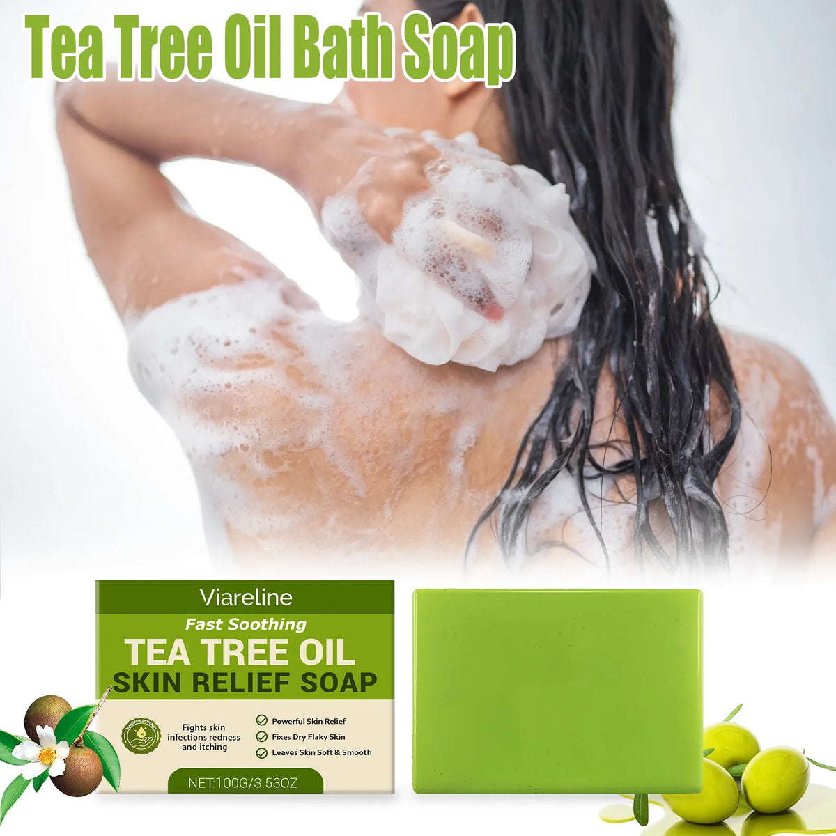 Tea Tree Oil Soap Bar – Deep Cleansing & Oil Control 100g Cleansing Soap Bar SWANS