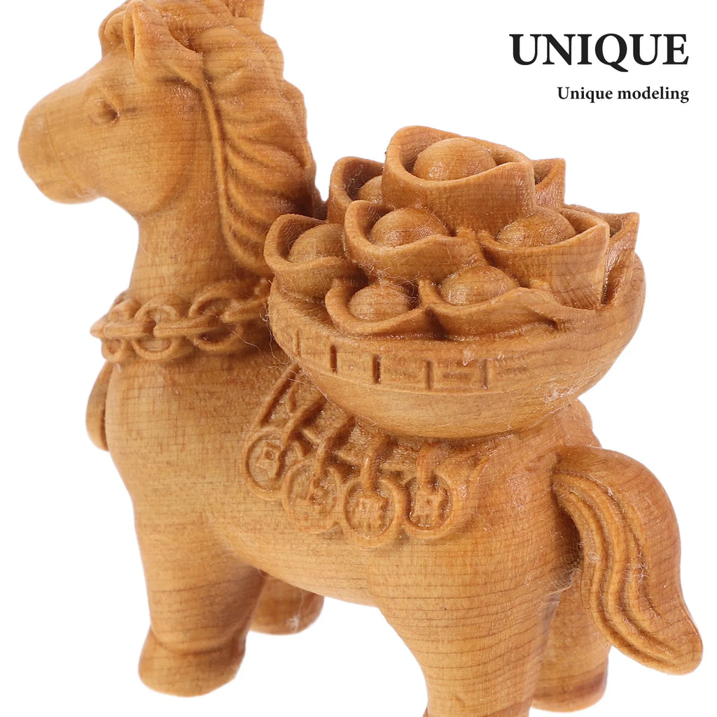 Hand-Carved Miniature Wooden Horse Statue – Home & Desk Decor Wood Horse Figurine SWANS
