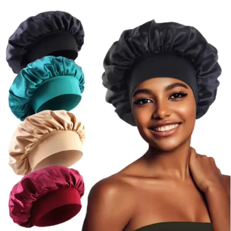 Satin Silk Sleep Bonnet Wide-Brim Elastic Hair Cap 1–10 Pack Satin Sleep Bonnet SWANS