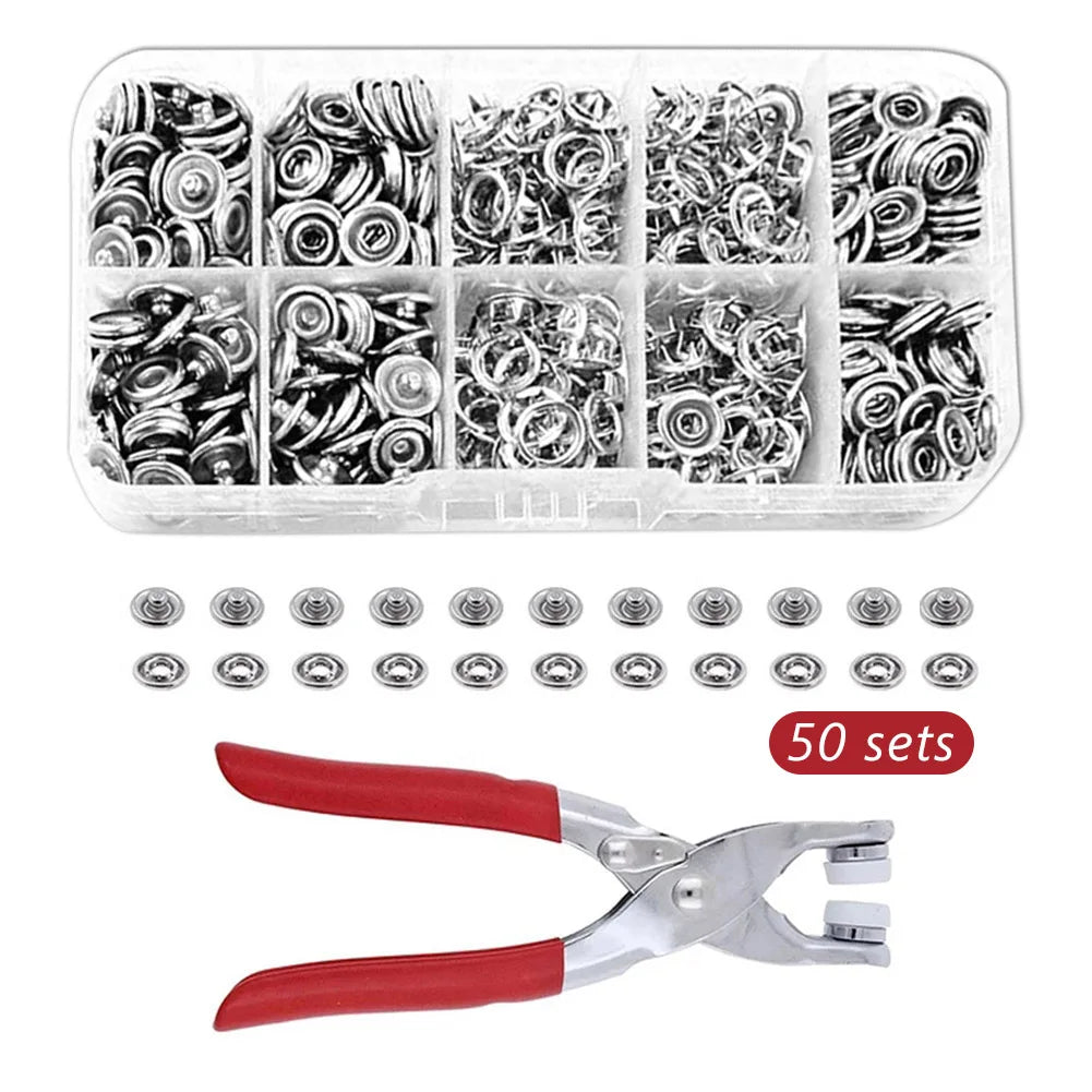 Metal Snap Fastener Kit with Plier Tool – 50/100 Set Colorful Snap Fastener Kit SWANS A 100pcs