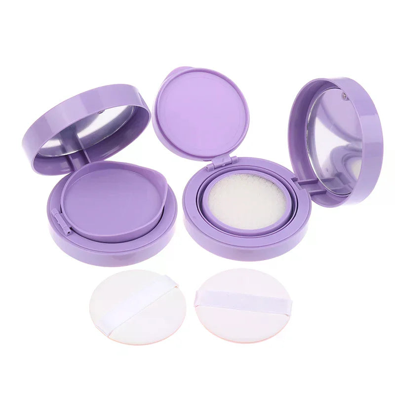 Purple Air Cushion Foundation DIY Case with Mirror & Sponge Makeup Compact Case SWANS