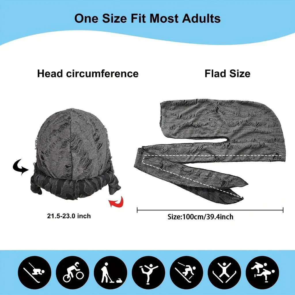 Distressed Pirate Skull Cap Durag Brimless Beanie – 9 Colors Skull Cap Durag SWANS