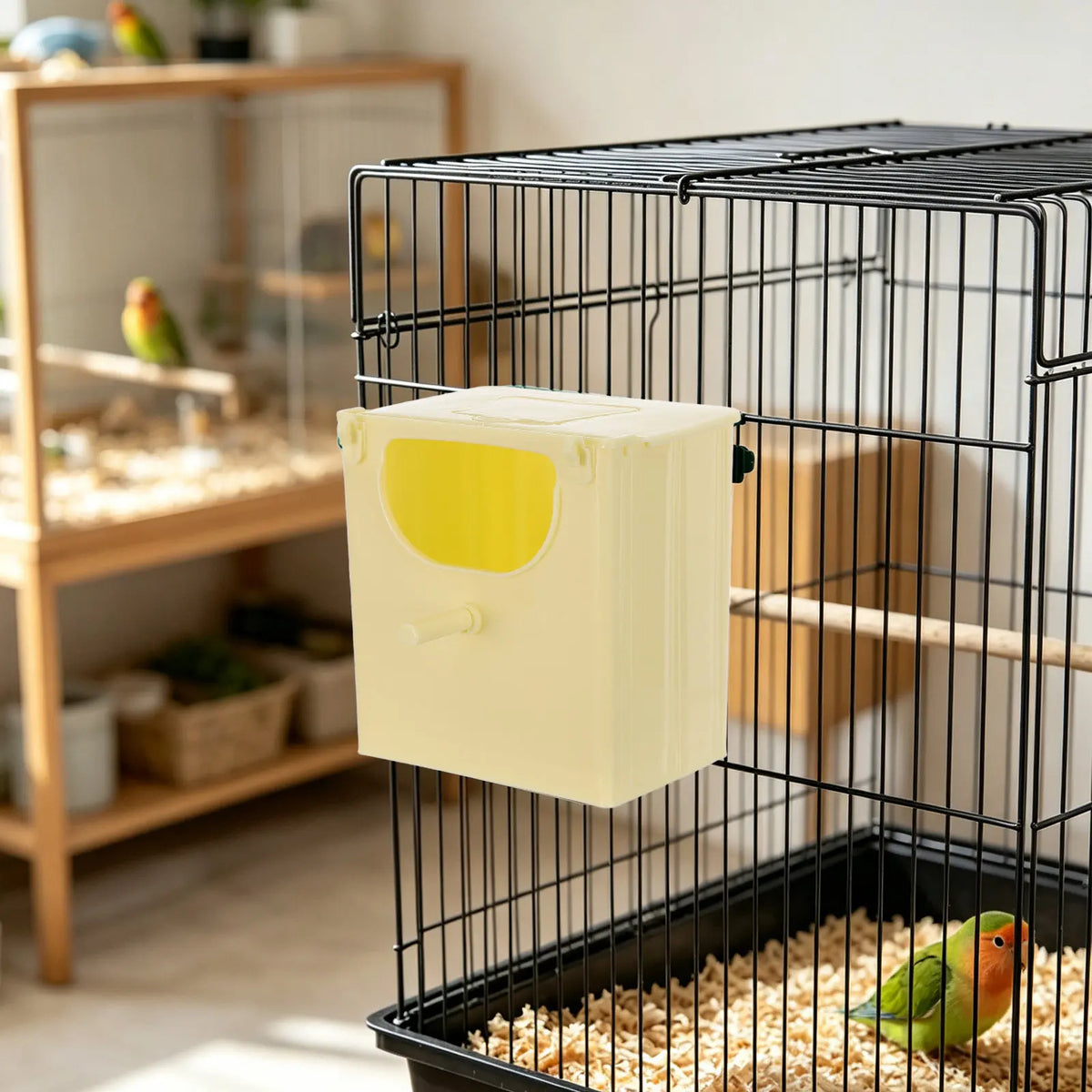 Yellow Plastic Bird Nest Box – Parakeet, Parrot & Budgie House Bird Nesting Box SWANS